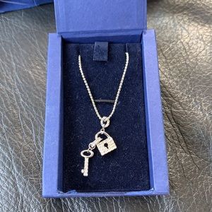 SWAROVSKI Silver Ginger Lock &Key Pendant Necklace